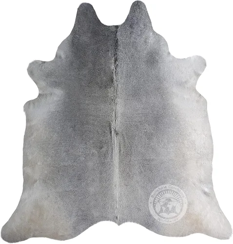 Sunshine Cowhides Alfombra de piel de vaca 100% genuina, color gris, alfombra de estilo moderno de piel de animal y alfombra para sala de estar,