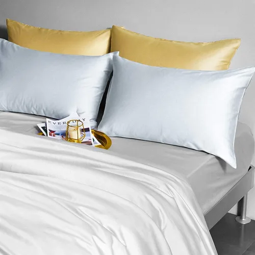 Miniatura 4 de FLXXIE Paquete de 2 fundas de almohada estándar de satén con cremallera para cabello y piel, sedosas y súper suaves (20 x 26 pulgadas), fundas