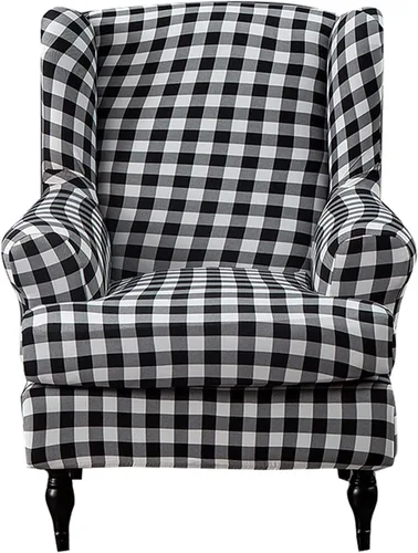 Miniatura 29 de NILUOH Funda para silla Wingback, 2 piezas, fundas elásticas de elastano para silla con respaldo de ala, funda lavable para sillones con respaldo