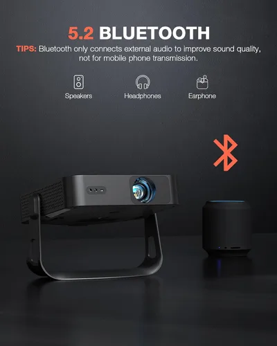 Miniatura 5 de Soporte ajustable de 360° y nativo de 1080P: el mini proyector inteligente más delgado de 1.81 pulgadas con WiFi y Bluetooth