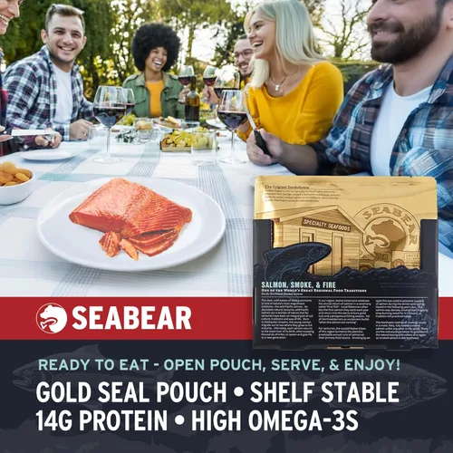 Miniatura 4 de SeaBear Seattle Skyline - Caja de regalo de salmón ahumado, capturado en la naturaleza, estable en el almacenamiento, listo para comer, 6 onzas