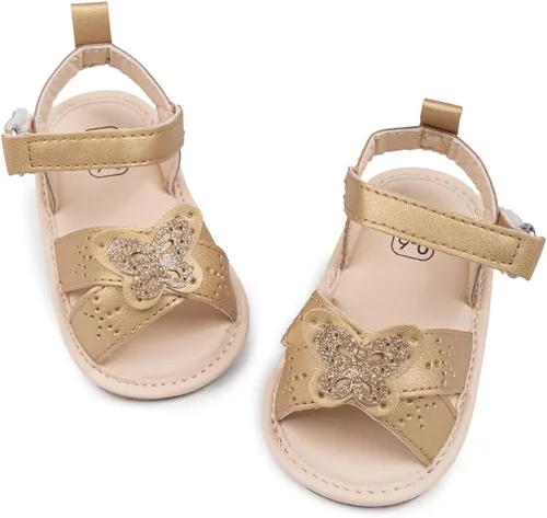 Oamico Sandalias para bebé niña, suela de goma antideslizante suave, sandalias casuales de playa para recién nacidos, con lazo, zapatos de verano