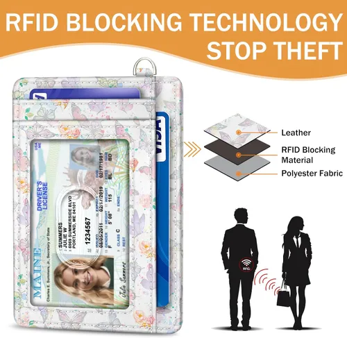 Miniatura 5 de Yonlevres Cartera delgada para tarjetas de crédito, cartera RFID para mujer, bolsillo frontal, soporte para tarjetas pequeñas, estuche para tarjetas