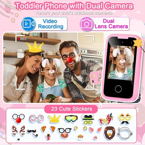 Miniatura 3 de Teléfono para Niños para Niñas Juguetes, Regalos para Niñas y Niños de 3 4 5 6 7 8 9 Años Juguetes de Navidad Cumpleaños para Niños, Teléfono Rosa