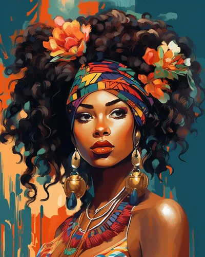 Miniatura 16 de Tucocoo Kit de pintura africana por números para niñas negras, lienzo de 16 x 20 pulgadas, pintura al óleo para niños, estudiantes, adultos