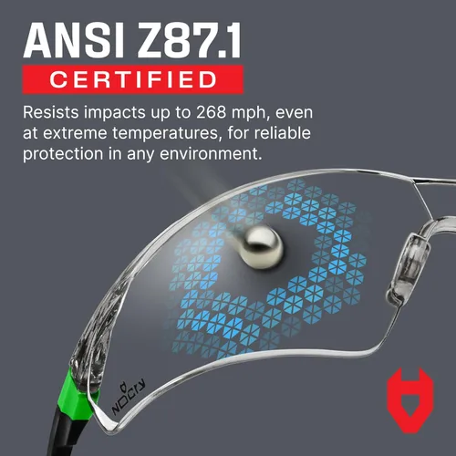 Miniatura 5 de NoCry Gafas de seguridad transparentes para hombres y mujeres con lentes envolventes antivaho y resistentes a los arañazos, patillas ajustables