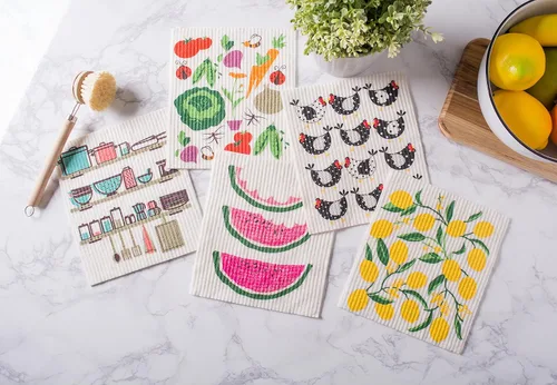 Miniatura 6 de DII Paños suecos para cocina y limpieza, reutilizables, lavables a máquina y aptos para lavavajillas, biodegradables, 7.75 x 6.75, limones, 3