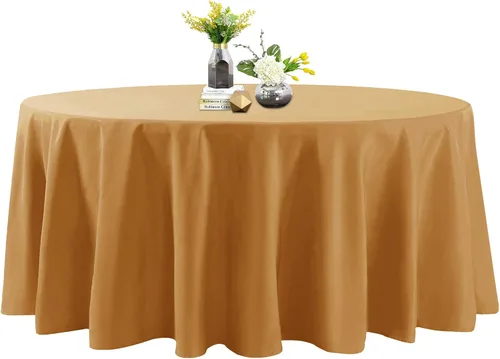 Miniatura 63 de Mantel de poliéster lavable de 90 pulgadas, resistente a las manchas y a las arrugas, mantel decorativo para mesa de comedor, fiestas de bufé y Negro