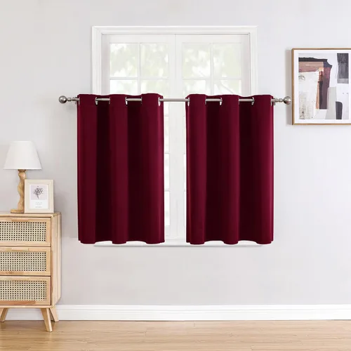 Miniatura 43 de ChrisDowa - Cortinas de cenefa pequeñas para cocina, cortinas cortas con ojales y aislamiento térmico para oscurecer la sala y habitación
