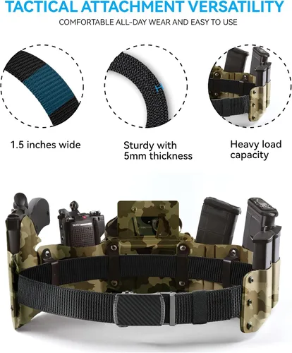 Miniatura 3 de YOETEY Ratchet Tactical Belt for Men - 1.5" Military Nylon Web Belts for Heavy Duty Work - Slide Buckle Fit Pants Fibra de Carbono Imperial - Negro