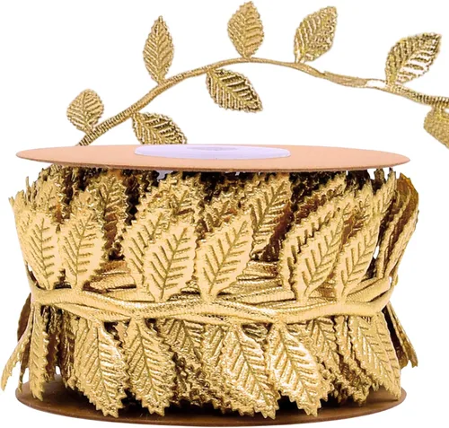Miniatura 8 de Guirnalda de hojas de oro artificial de 10 yardas para manualidades, guirnalda de fiestas, bodas, enredaderas artificiales