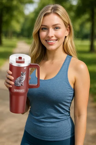Miniatura 2 de SERENGETI - Vaso térmico de 40 onzas con asa y pajilla, con aislamiento al vacío con popote y tapa, taza de viaje de acero inoxidable para amantes