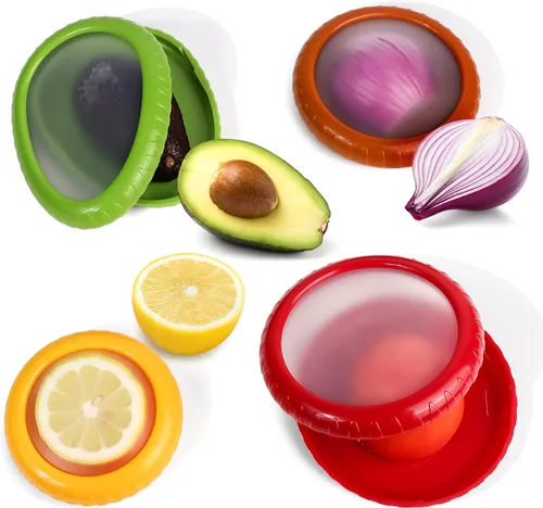 Contenedores de almacenamiento de frutas para nevera, juego de 4, tapa hermética que se mantiene fresca, para almacenamiento de frutas y verduras,