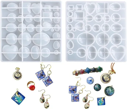 Miniatura 12 de Molde de silicona de 2 piezas en forma de corazón, molde de fundición para joyería en forma de corazón de tamaño mixto para hacer aretes y proyectos