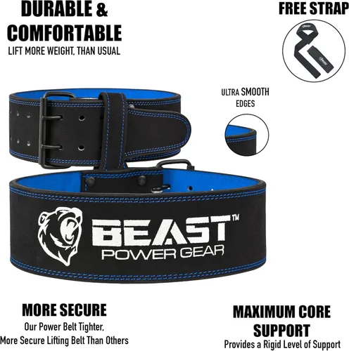Miniatura 4 de Beast Power Gear Cinturones de Levantamiento de Pesas - Correa Gratuita de 4" de Ancho y 10mm de Grosor para Levantamiento de Pesas, Cultura Física