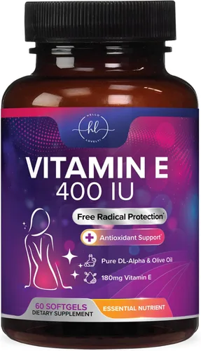 Vitamina E - 180 mg por porción - Potente suplemento de apoyo para el cabello y la piel - Dl-Alpha VitaminE Apoyo a la salud inmune con