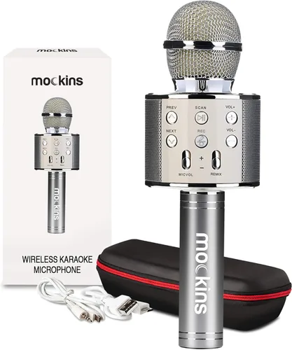 Miniatura 10 de Mockins Micrófono de Karaoke Bluetooth Negro para Niños con Altavoz Bluetooth Integrado Micrófono Inalámbrico de Karaoke Compatible con iPhone