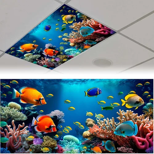 Miniatura 9 de Sunnyhut 2 cubiertas de luz fluorescente para luces de techo, cubierta magnética de árboles verdes para lámparas fluorescentes o LED