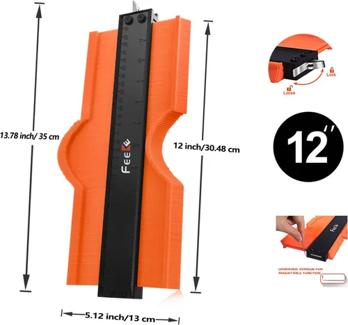 Miniatura 5 de Feeke - Medidor de contorno, duplicador ajustable con cerradura, copia con precisión de forma irregular, trazado de soldadura irregular