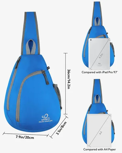Miniatura 4 de Bolso de hombro WATERFLY, morrales, bolsos, mochilas triangulares cruzadas sobre el cuerpo, de soga, para senderismo o mochilas multiuso y bolsa