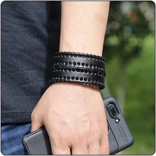 Miniatura 7 de Punk Rock - Pulsera de cuero trenzado ancho