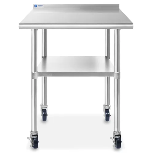 Miniatura 2 de Gridmann. Mesa de preparación y trabajo para cocina comercial, hecha en acero inoxidable con 4 ruedas con protectores contra salpicaduras. Varios