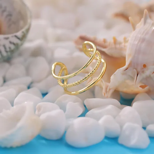 Miniatura 5 de PLOMFOV Anillos de dedo del pie de oro de 14 quilates rellenos de oro para mujer, anillos ajustables para los dedos del pie que no se deslustran