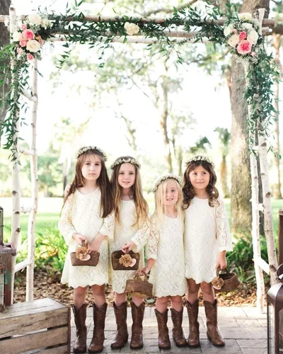 Miniatura 7 de Vestido de niña con flores, vestido de encaje con manga de 34