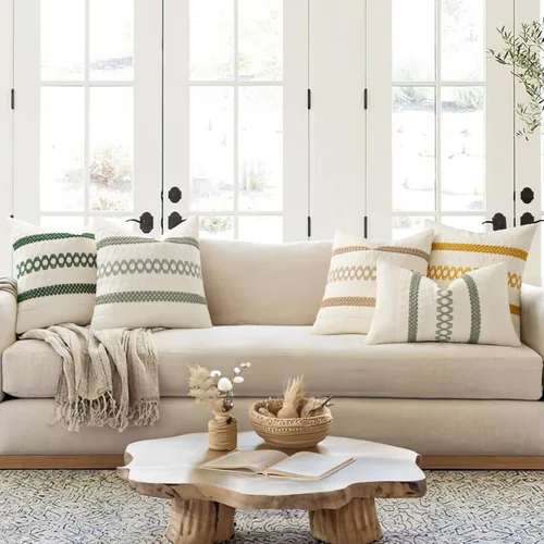 Miniatura 7 de MIULEE Fundas de almohada lumbares decorativas bohemias, cojín de algodón retro, tejido rustico de macramé para el hogar para cama, sofá, silla