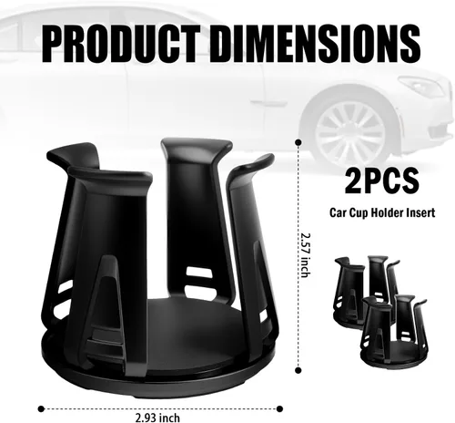 Miniatura 2 de 2 piezas de insertos para portavasos de coche con brazo de sujeción adaptativo, insertos autoadhesivos para portavasos de coche con soporte