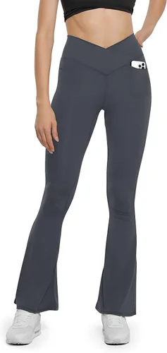 Miniatura 28 de HEGALY Pantalones de yoga acampanados para mujer, leggings cruzados, suaves, de cintura alta, pantalones casuales de entrenamiento con corte de bota