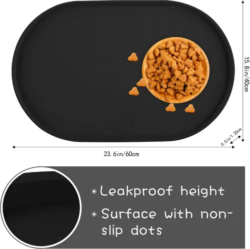 Miniatura 2 de Estera de Comida para Perros 100% Impermeable de 1.27 cm de Borde Elevado, Libre de BPA, de Silicona, para Perros y Gatos, Protege los Pisos, Arena