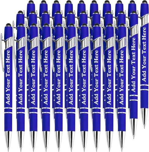 Miniatura 52 de Bolígrafos personalizados a granel grabados personalizados con punta de lápiz capacitivo, bolígrafos personalizados de tinta negra, regalos