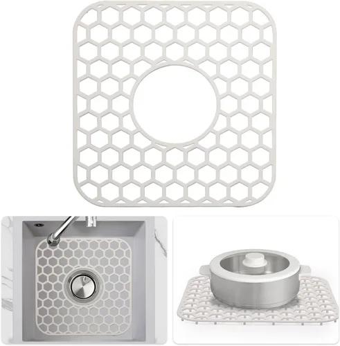 Miniatura 33 de Bestjing Tapete de silicona para fregadero - Protectores para fregadero de cocina con drenaje central, accesorio de rejilla de cocina de 26" x 14