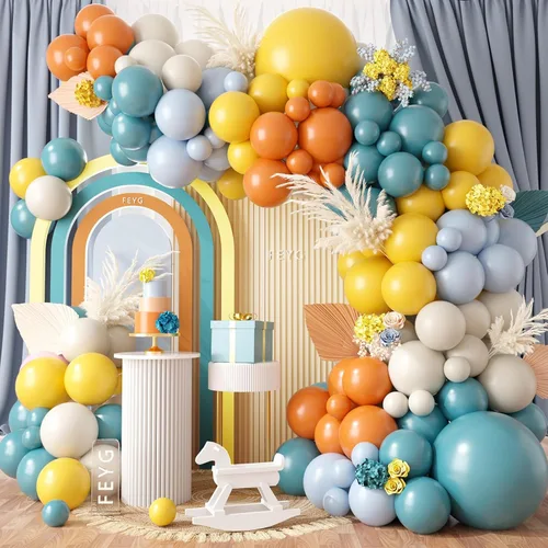 Miniatura 14 de Kit de Arco de Guirnalda de Globos de Género, Globos Rosa Polvoriento y Azul Arena Blanca, Globo Bohemio Rosa Nude para Tema Neutro Baby Shower