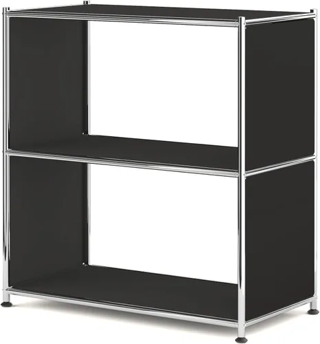 Estantería de metal de 2 niveles de 32 pulgadas, organizador de almacenamiento abierto para sala de estar, dormitorio, mesa auxiliar o mesita de