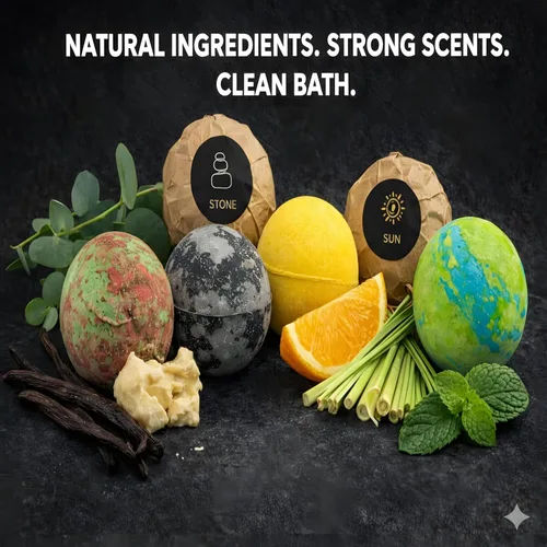 Miniatura 5 de Bombas de baño para hombres, juego de regalo de 8 bombas de baño orgánicas perfumadas hechas a mano de 2.5 onzas con aceites esenciales naturales