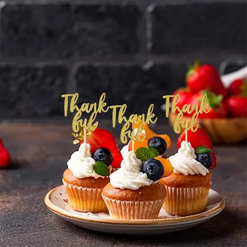 Miniatura 5 de Rsstarxi Paquete de 24 adornos para cupcakes con purpurina con purpurina para dar gracias, decoración de pasteles para el día de Acción de Gracias