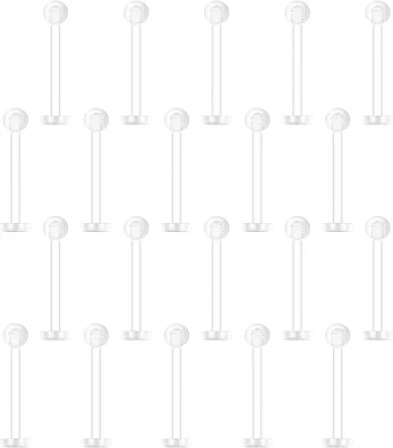 Miniatura 9 de Aretes transparentes de plástico para piercing deportivo, para el vientre, septum, ceja, labio, cartílago, tragus, labios, labio, retenedores