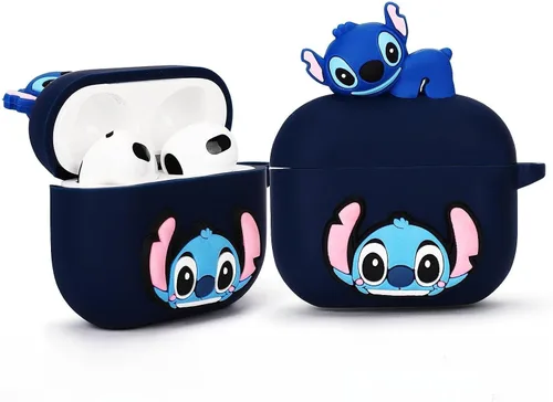 Miniatura 3 de Funda de silicona de dibujos animados 3D para Apple Airpods de 2 y 1 generación, juego de funda protectora con AirPods 2ª/1ª, para niñas y niños. El