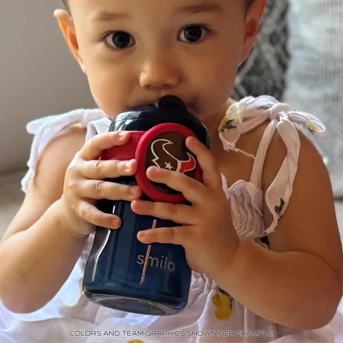 Miniatura 2 de Smilo Vaso con popote de Arizona Cardinals con licencia oficial de la NFL, para bebés y niños pequeños, con popote de silicona ponderado y capacidad