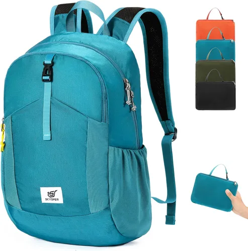 SKYSPER Mochila pequeña de senderismo para hombres y mujeres, 20L, RFID, mochila plegable ultraligera y plegable, mochila de viaje ligera y plegable