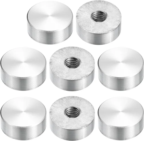 Miniatura 56 de uxcell M6 Rosca 0.787 in de diámetro de forma redonda de aluminio disco hardware 1pcs, aluminio círculo disco vidrio adaptador superior para mesa