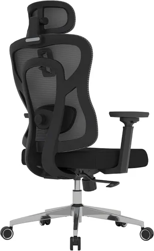 Logicfox Silla de oficina ergonómica para largas horas con soporte torácico adaptativo - Sistema lumbar 3D, reposacabezas y reposabrazos ajustables,