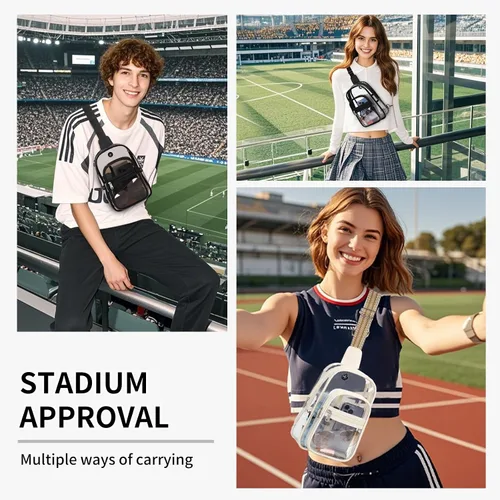 Miniatura 3 de MOONBABY Bolsa transparente para eventos en estadios, mochila transparente para mujer, impermeable, de poliuretano termoplástico, riñonera cruzada