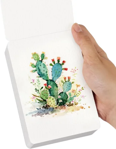Miniatura 8 de LIGHTWISH Mini cuaderno de bocetos de acuarela, 60 hojas de 2.6 x 3.3 pulgadas, 100% algodón, prensado en frío, 300 gsm/140 libras, mini libro