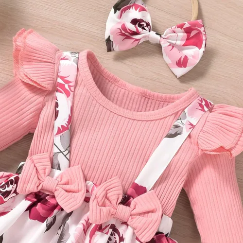 Miniatura 92 de Unutiylo Ropa de bebé recién nacida prematura con tirantes, traje de otoño e invierno, traje de manga larga con volantes