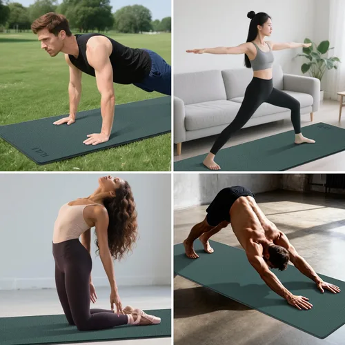 Miniatura 7 de ILILI Tapete de yoga 10mm extra grueso y 193cm extra largo, 76x28x0.4 pulgadas, material TPE antideslizante de doble color, fácil de transportar