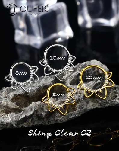 Miniatura 3 de OUFER Joyería para Piercing Daith, Aretes Daith de Acero Inoxidable 316L, Arete de Aro Daith con Diseño de CZ Transparente 16G, Joyería