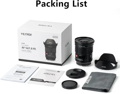 Miniatura 8 de VILTROX 16mm F1.8 f/1.8 Lente de Enfoque Automático Gran Angular FE de Montura Completa con Pantalla LCD de Nivel Profesional Compatible con Cámaras
